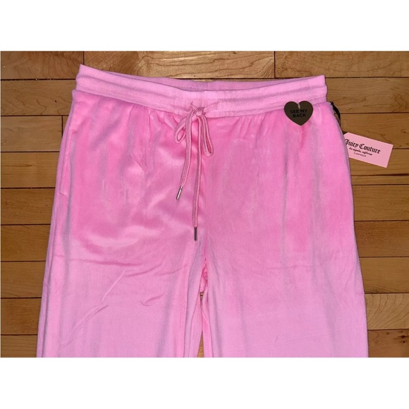 NEW ! NWT JUICY COUTURE Velour OG Big Bling Sweatpants in Pink Status Size S - Picture 4 of 5
